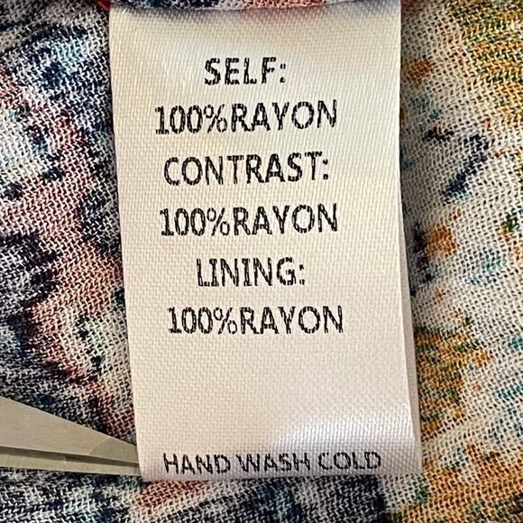 Easel Multiprint Boho Top Relaxed Fit MEDIUM Peasant Casual Spring Summer Gypsy - Picture 8 of 9